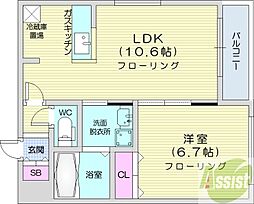 E-ハイム札幌 1LDKの間取図画像