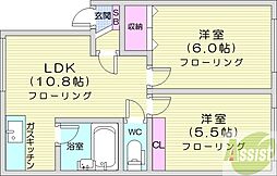 サニーハイツA 2LDKの間取図画像