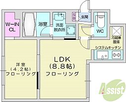 札幌市東区北二十五条東16丁目マンション 1LDKの間取図画像