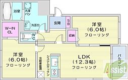 フーレビラ 2LDKの間取図画像