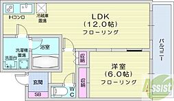 瑞穂木の城2 1LDKの間取図画像
