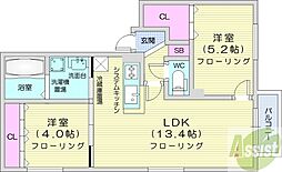 FOLIAGEPLACE 2LDKの間取図画像