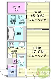 グランメール元町 1LDKの間取図画像