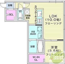 札幌市中央区南六条西20丁目マンション 1LDKの間取図画像