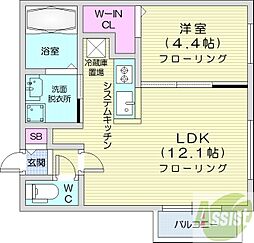 ヴォヤージュ円山 1LDKの間取図画像
