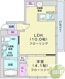 レシディア大通り西 1LDKの間取図画像