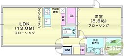 ハイム青雲II 1LDKの間取図画像