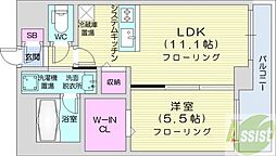 フィル北三条 1LDKの間取図画像