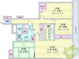 知事公館前タワーレジデンス 3LDKの間取図画像