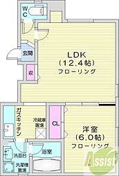 ヴィーブル南13 1LDKの間取図画像