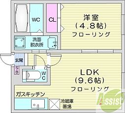 グランドヒルズ 1LDKの間取図画像