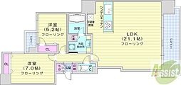 ライオンズ大通公園ステーションレジデンス 2LDKの間取図画像