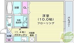 サンウッド札幌医大前 1Kの間取図画像