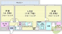 LAMAISON宮の沢 2LDKの間取図画像