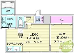 MTガーデンノース3 1LDKの間取図画像