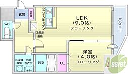 アルファタワー札幌南4条 1LDKの間取図画像
