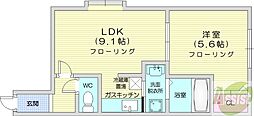 キュアアースN28 1LDKの間取図画像