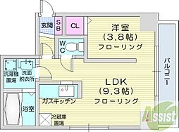 札幌レジデンス植物園 1LDKの間取図画像