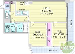 PRIMEURBAN札幌リバーフロント 2LDKの間取図画像