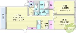 アーク円山公園 2LDKの間取図画像