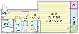 ベルメゾン北22条 1Kの間取図画像