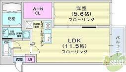 EFFECT北15条 1LDKの間取図画像