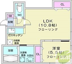 アールベリ元町 1LDKの間取図画像
