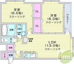 アワードN19 2LDKの間取図画像
