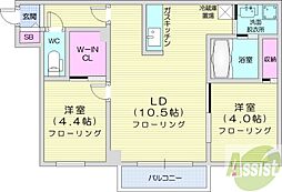 プロヴィデンス宮の森 2LDKの間取図画像