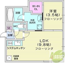 angelotNishino1-2 1LDKの間取図画像