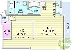 F141 1LDKの間取図画像