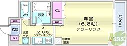 メゾンクレスト北大前2 1Kの間取図画像