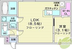 シャトン北10条 1LDKの間取図画像