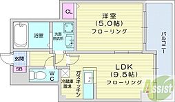 グランデ・ドール 1LDKの間取図画像