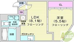 アルテシア環状通東 1LDKの間取図画像