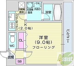 ラトゥール 1Kの間取図画像