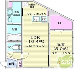 グランメールカサヴェルデ 1LDKの間取図画像