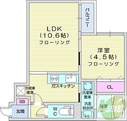 サンルーチェ山鼻 1LDKの間取図画像