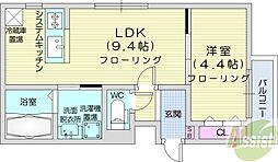 メニーズコート東屯田通 1LDKの間取図画像