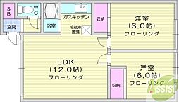 清水ハイツ 2LDKの間取図画像