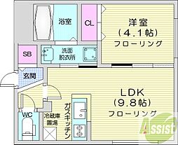 ALPHA山鼻 1LDKの間取図画像