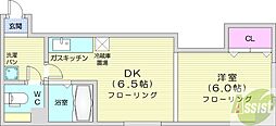 ノースランド南8条 1DKの間取図画像