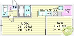 グランメール北17東14A 1LDKの間取図画像