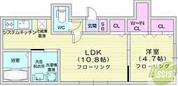 ピュアハーモニー北23条 1LDKの間取図画像