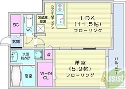 PREMIERRESIDENCENORTH2 1LDKの間取図画像