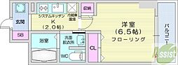 シティーコート北1条 1Kの間取図画像