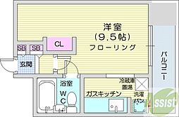 パールタウン大通 1Kの間取図画像