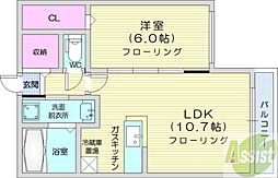 フレシールN20美香保公園 1LDKの間取図画像