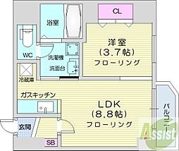 レジデンスタワー札幌 1LDKの間取図画像