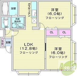 ルミエール四季 2LDKの間取図画像